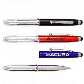 Custom Engraved Aluminum Touch Screen Stylus w/ LED Flashlight & Ballpoint Pen