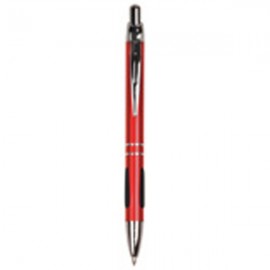 Red Pen w/Silver Trim & Rubber Grip Logo Branded  Red Pen w/Silver Trim & Rubber Grip Logo Branded