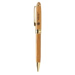 The Milano Blanc Bamboo Ballpoint Pen Logo Branded