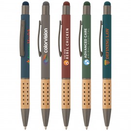 Custom Imprinted Bowie Bamboo Grip Stylus Pen - ColorJet  Custom Imprinted Bowie Bamboo Grip Stylus Pen - ColorJet