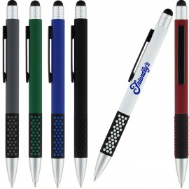 Logo Branded Click Honey Comb Soft Touch Rubber Metal Pen