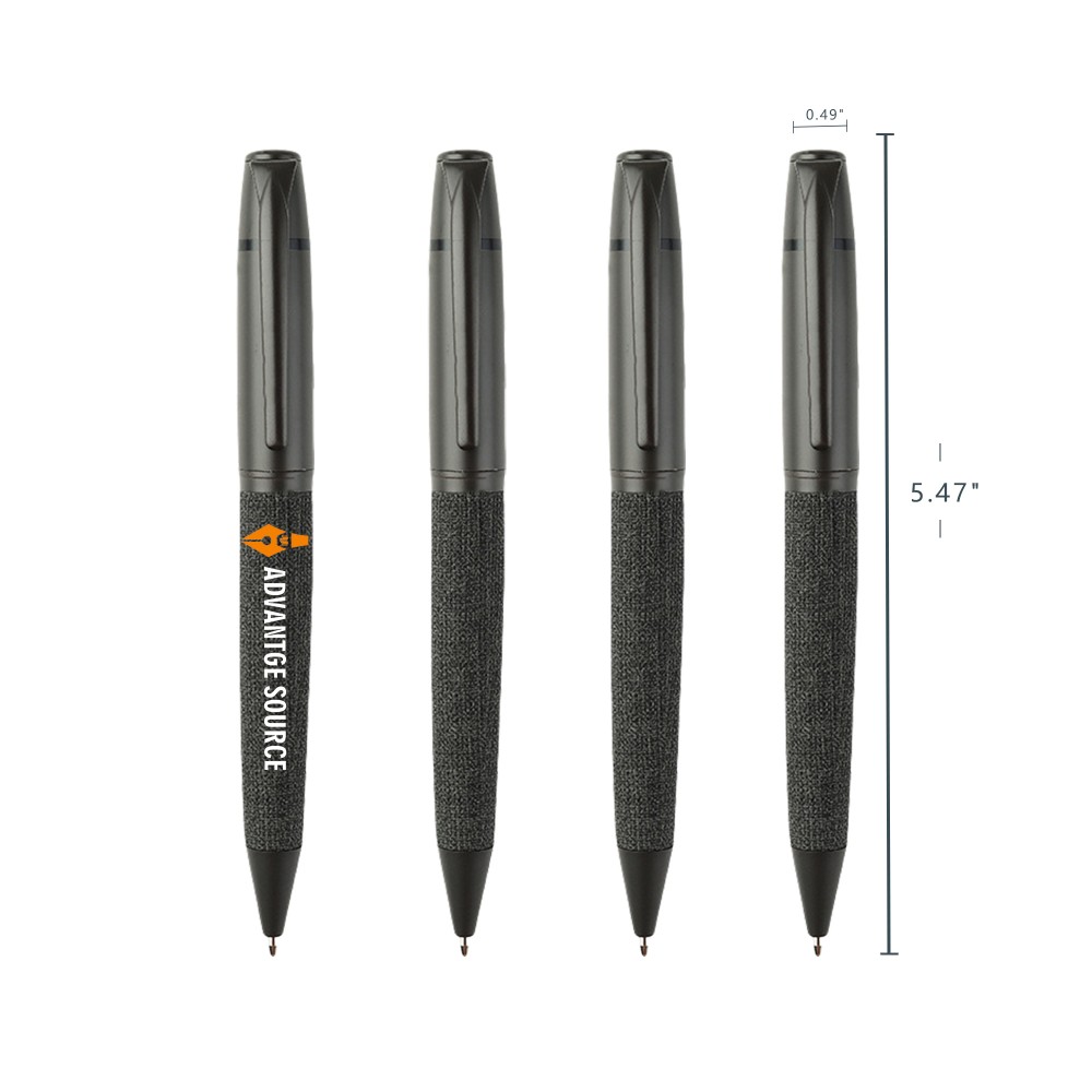 Matte Metal Ballpoint Pen with Fabric Grip Custom Imprinted