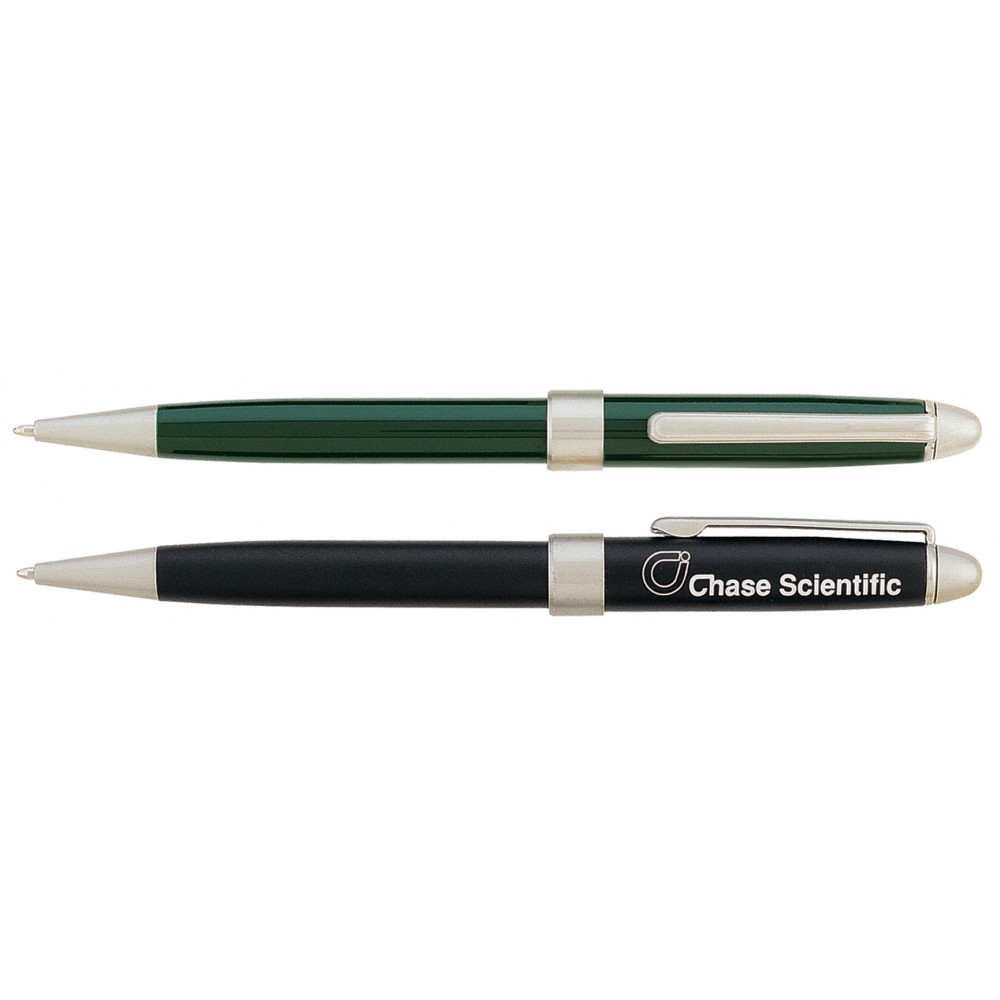 Norman-I Aluminum Ballpoint Pen w/Silver Trim Custom Imprinted