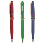 Logo Branded Gold Plated Metal Twist Action Ballpoint Pen with Lacquer Finish