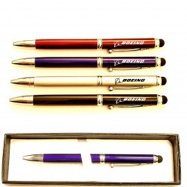 Blue & Black Ink Metal Pen with Stylus and Case Custom Imprinted