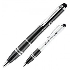 Custom Imprinted Aluminum Dual Function Ballpoint Pen w/ Capacitive Soft Touch Stylus
