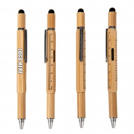 Logo Branded Bamboo Ballpoint Pen with Inch Ruler