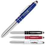 Custom Imprinted Aluminum Touch Screen Stylus w/ LED Flashlight & Ballpoint Pen