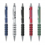 Logo Branded Inca-85 Ballpoint Click Action Pen w/Rubber Dotted Gripper