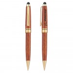 Rosewood Twist Ballpoint Pen w/Stylus Custom Imprinted