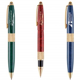 Logo Branded Athena Brass Marble Ballpoint Pen