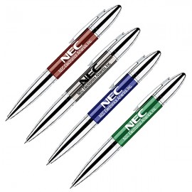 Echo II Brass Ballpoint Twist Pen w/ Contrast Center Section Logo Branded