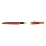 Rosewood Rollerball Pen w/ Pull Cap Action & Black ink Logo Branded