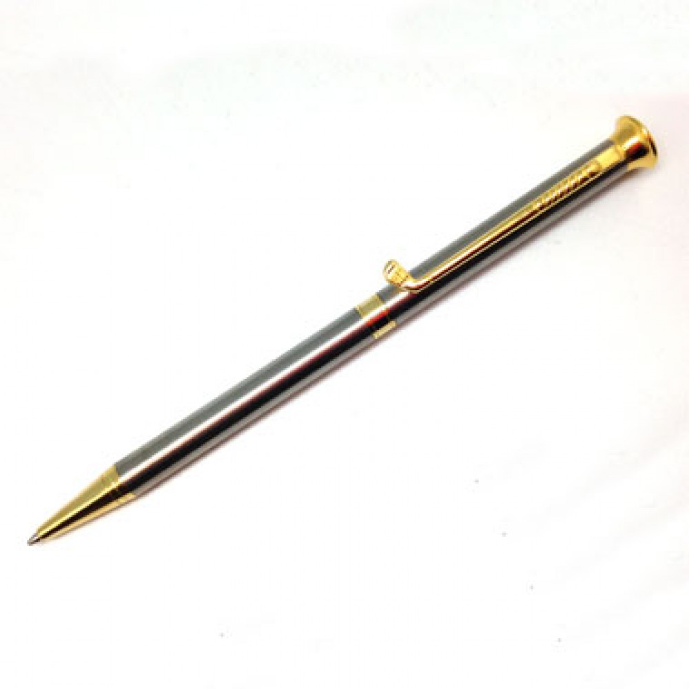 Custom Imprinted Gun Metal Golf Pen w/Gold Trim