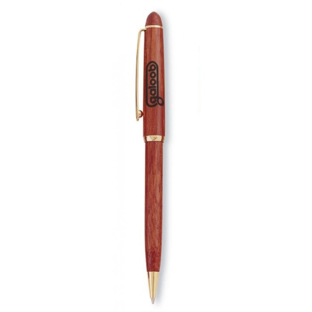 Custom Engraved Wooden Pen w/ Gold Trim