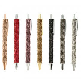 Logo Branded Full Diamonds Click Activated Metal Pen  Logo Branded Full Diamonds Click Activated Metal Pen