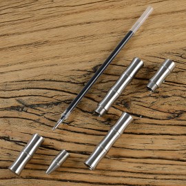 Custom Imprinted Handmade Solid Brass Pocket Ballpoint Pen w/Penloop - Silver