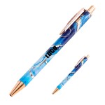 Custom Engraved Gold-Stamped Marble Pattern Metal Click Pen