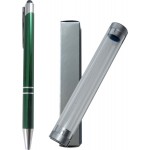 Logo Branded JJ Series Green Double Ring Pen with Stylus, green pen, stylus pen, in clear tube gift box