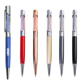 Metal Pen With Diamonds Barrel Logo Branded  Metal Pen With Diamonds Barrel Logo Branded