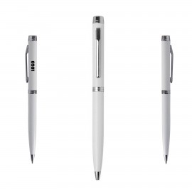 The White Twisted Action Metal Pen Custom Engraved