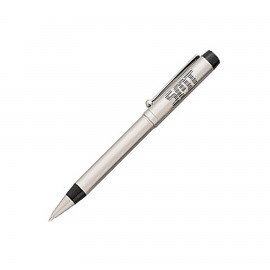New York Nickel Silver Ballpoint Pen w/Black Trim Logo Branded