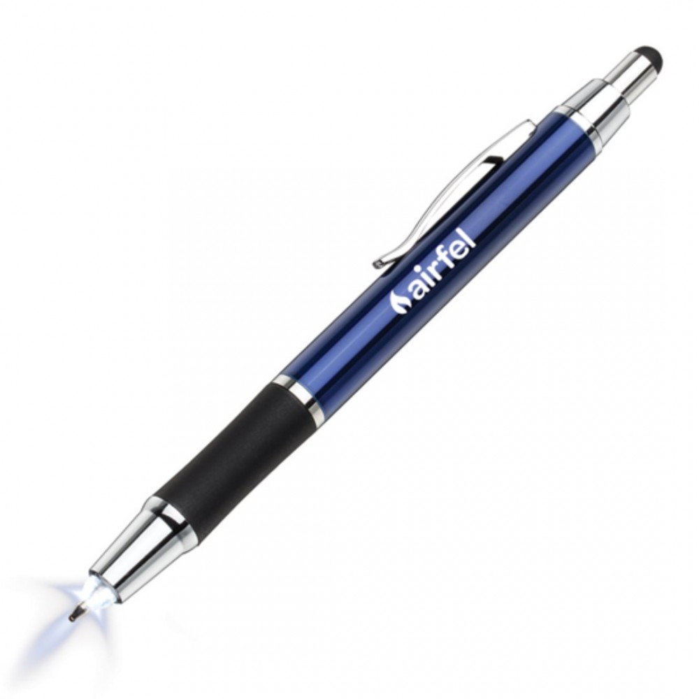 Circus Metal Pen/Stylus/LED - Blue Logo Branded Circus Metal Pen/Stylus/LED - Blue Logo Branded