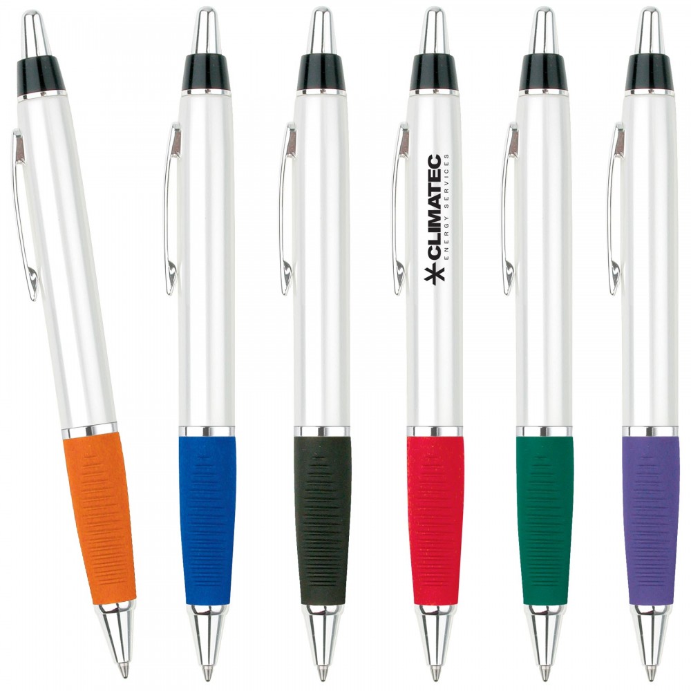 Logo Branded Color Grip Click Action Ballpoint Pen Logo Branded Color Grip Click Action Ballpoint Pen