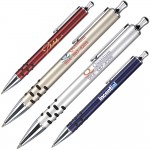 Custom Imprinted Click Action Brass Ballpoint Pen w/ Protruding Rubber Grip