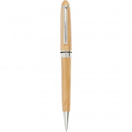 Custom Imprinted Silver Solstia Bamboo Twist Ballpoint Pen