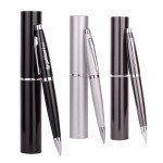 Twist Metal Ballpoint Pen w/Matching Case Set Custom Imprinted