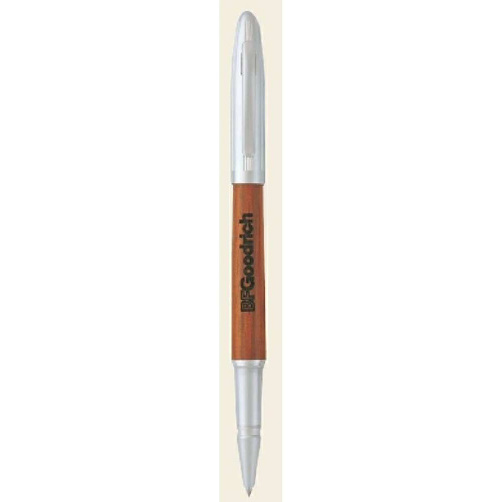 Silvergrove Rosewood Rollerball Pen w/ Satin Silver Accent Logo Branded Silvergrove Rosewood Rollerball Pen w/ Satin Silver Accent Logo Branded