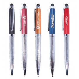 Ide Chrome Barrel Ballpoint Pen w/Stylus Logo Branded