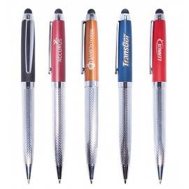 Ide Chrome Barrel Ballpoint Pen w/Stylus Custom Engraved