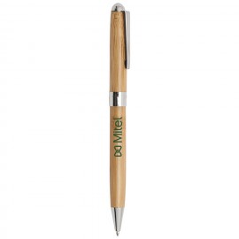 Logo Branded Bamboo Twist-Action Ballpoint Pen