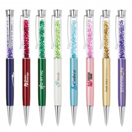 Custom Imprinted Metal Twist Action Glitter Stone Ballpoint Pen