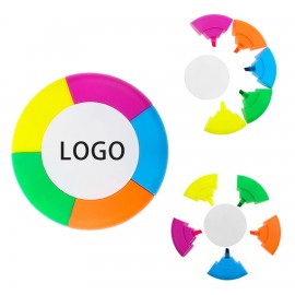 Round Highlighter with Five Colors Logo Branded