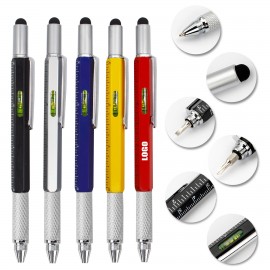 Custom Imprinted 6 In 1 Semi-Metal Tool Pen