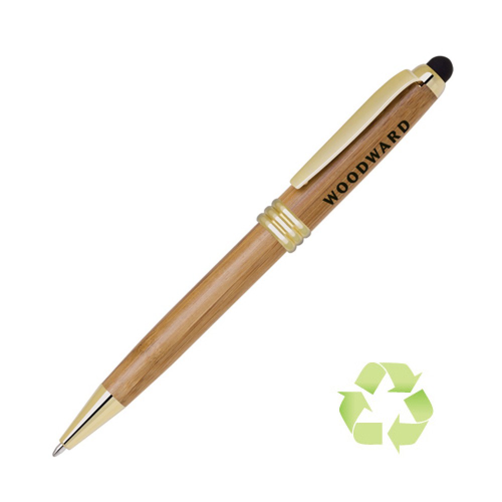 Logo Branded ECO Bamboo Twist Action Ballpoint Stylus Pen Logo Branded ECO Bamboo Twist Action Ballpoint Stylus Pen