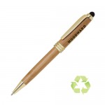 Logo Branded ECO Bamboo Twist Action Ballpoint Stylus Pen