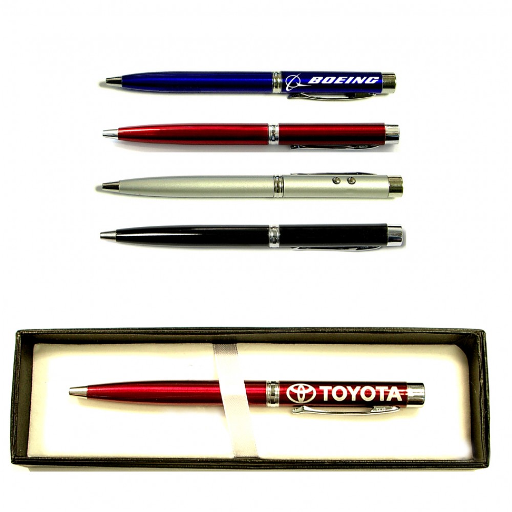 3-In-1 Ballpoint Pen with Laser Pointer & LED Flashlight in Gift Case Logo Branded