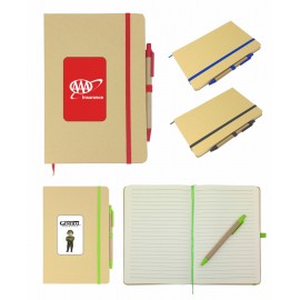 Custom Imprinted Union Printed - classic style notebook with kraft paper cover and kraft paper ball pen.