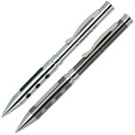 Solid Brass Twist Action Ballpoint Pen w/ Electroplated Finish & Polished Chrome Trim Custom Imprinted
