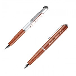 Troy Twist Action Ballpoint Pen w/Leatherette Barrel Custom Engraved