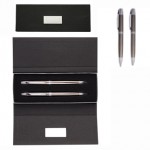 Logo Branded Tri-Fold Black Paper Box with Metal Plate (for 1 or 2 Pens) Tri-Fold Black Paper Box with Metal Pla