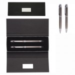 Custom Imprinted Tri-Fold Black Paper Box with Metal Plate (for 1 or 2 Pens) Tri-Fold Black Paper Box with Metal Pla