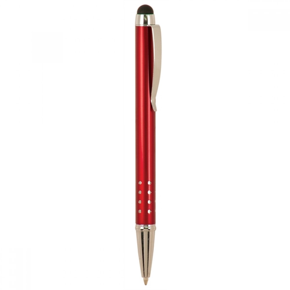 Burgundy Red Pen w/Silver Trim & Stylus Custom Engraved