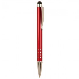 Burgundy Red Pen w/Silver Trim & Stylus Custom Engraved