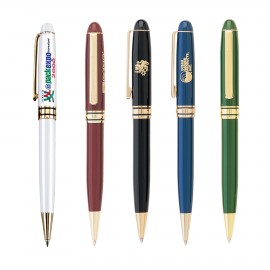 Saxon-I Twist Action Ballpoint Pen w/Metallic Colored Barrel Logo Branded