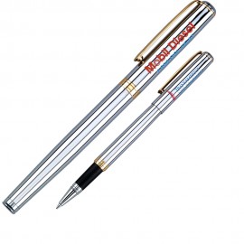 Custom Engraved Cap off Brass rollerball Pen w/ Shiny Chrome Finish  Custom Engraved Cap off Brass rollerball Pen w/ Shiny Chrome Finish